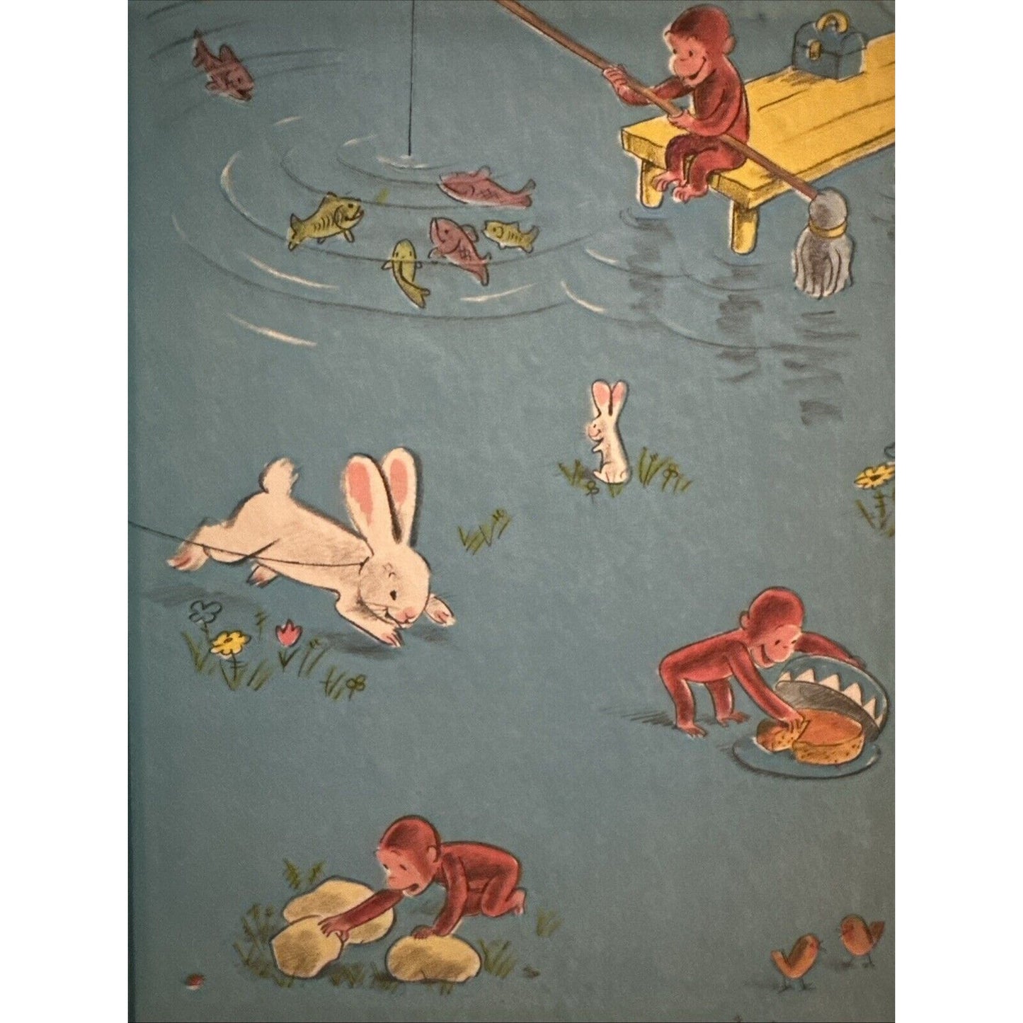 Vintage Curious George Flies A Kite Book 1958 - Margret Rey - Great Condition