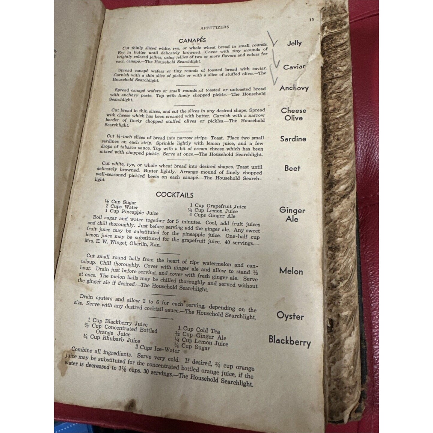 The Household Searchlight Recipe Book 1939 Tabbed Cookbook - Vintage