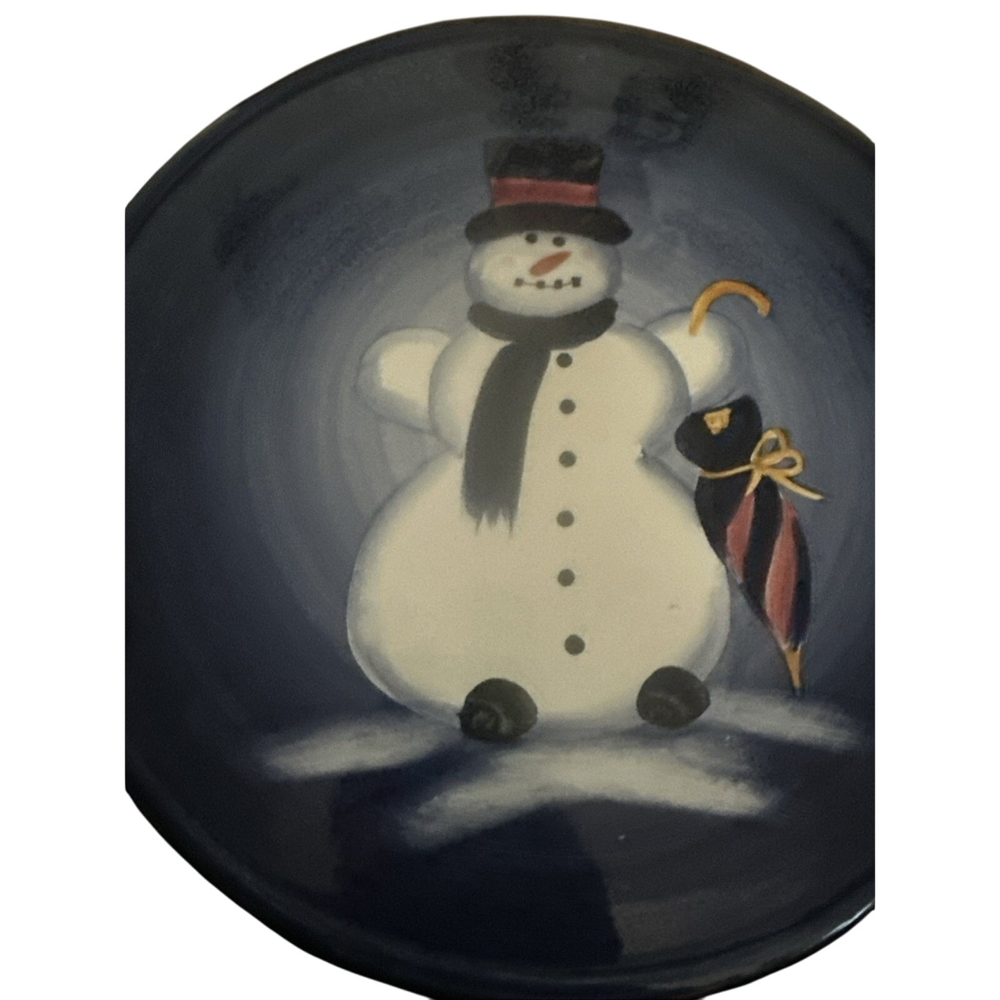 Ceramic SnowMan Cake Plate And Server- Table Tops Unlimited - Hand Painted NIB