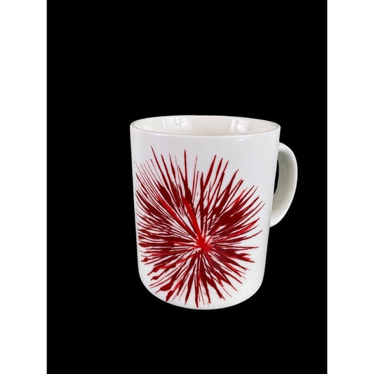 Red Starburst Mug: 4"H x 4"W x 3"D