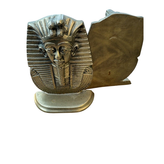 Brass Heavy Egyptian Pharaoh Head Bookends