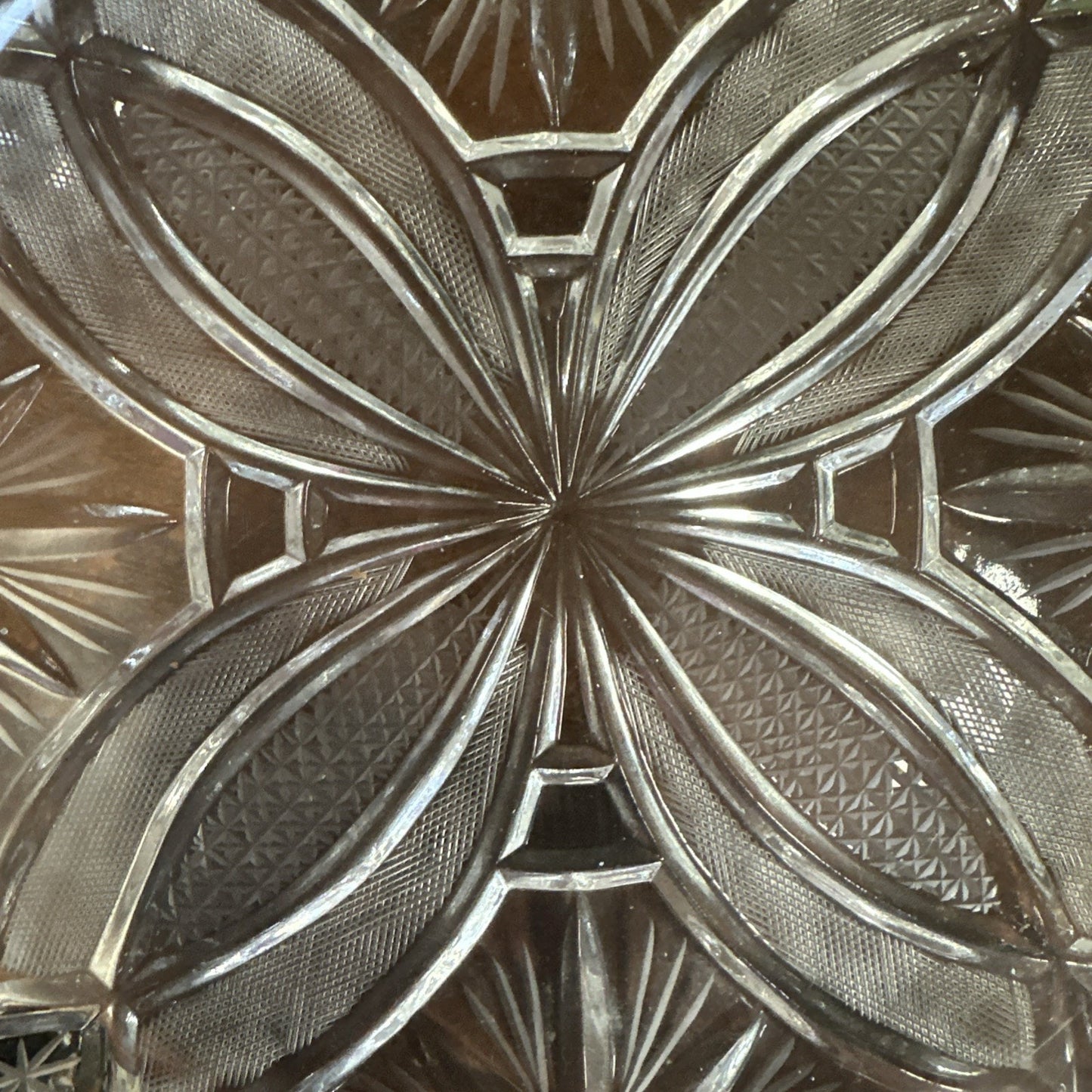 Vintage IrenA Hand Cut Lead Crystal Fan Pinwheel 9.25” Bowl Made In Poland