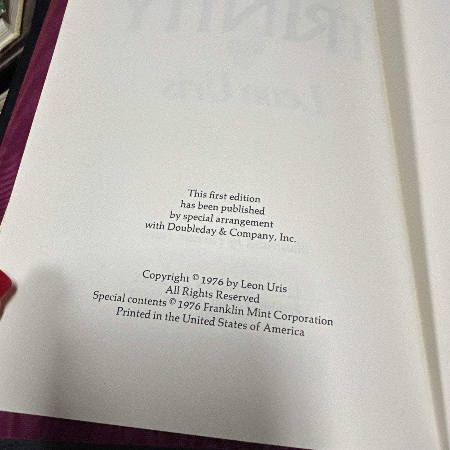 Trinity by Leon Uris Franklin Library 1976 First Edition Hardcover