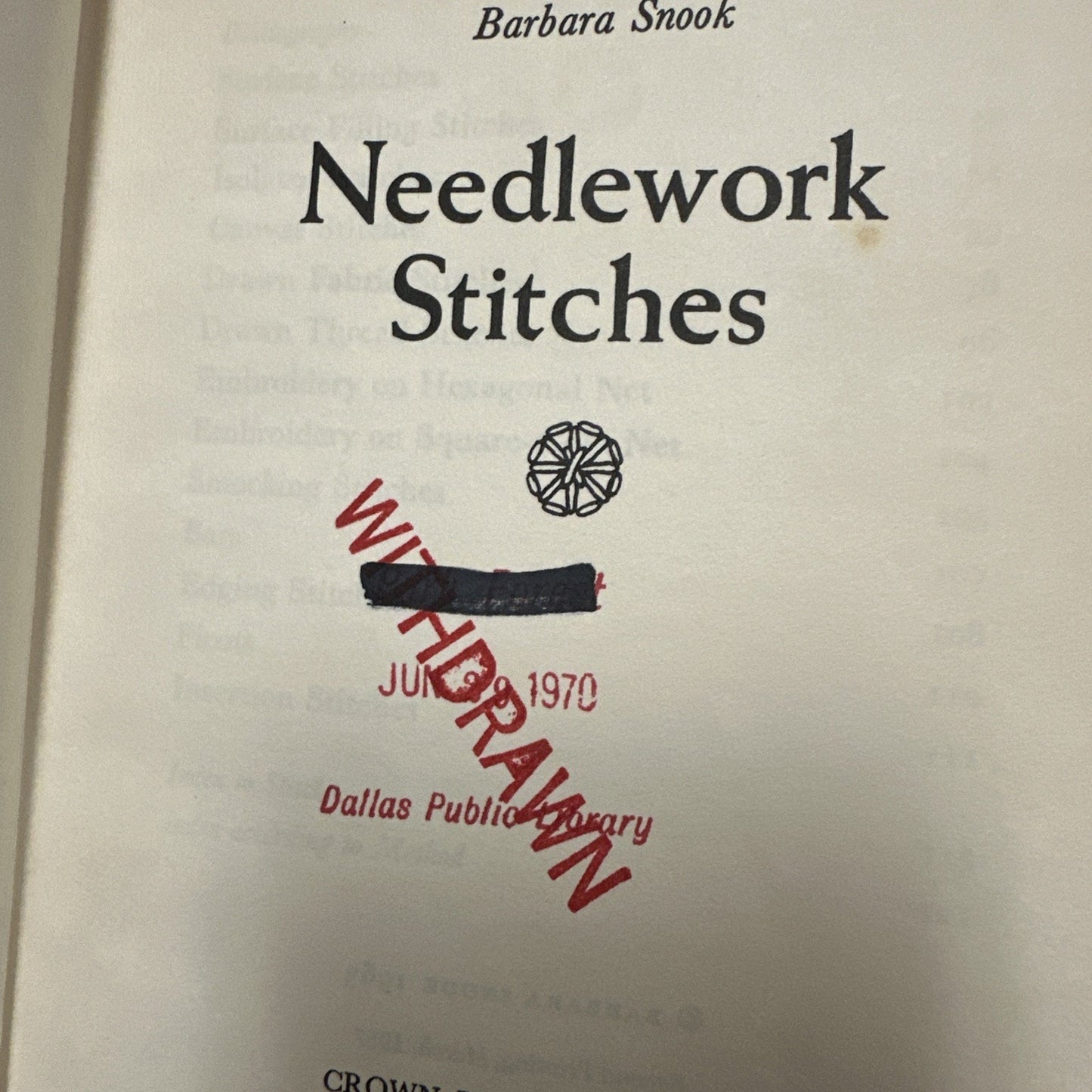 Book: Needlework Stitches by Barbara Snook, 1970, Second Printing