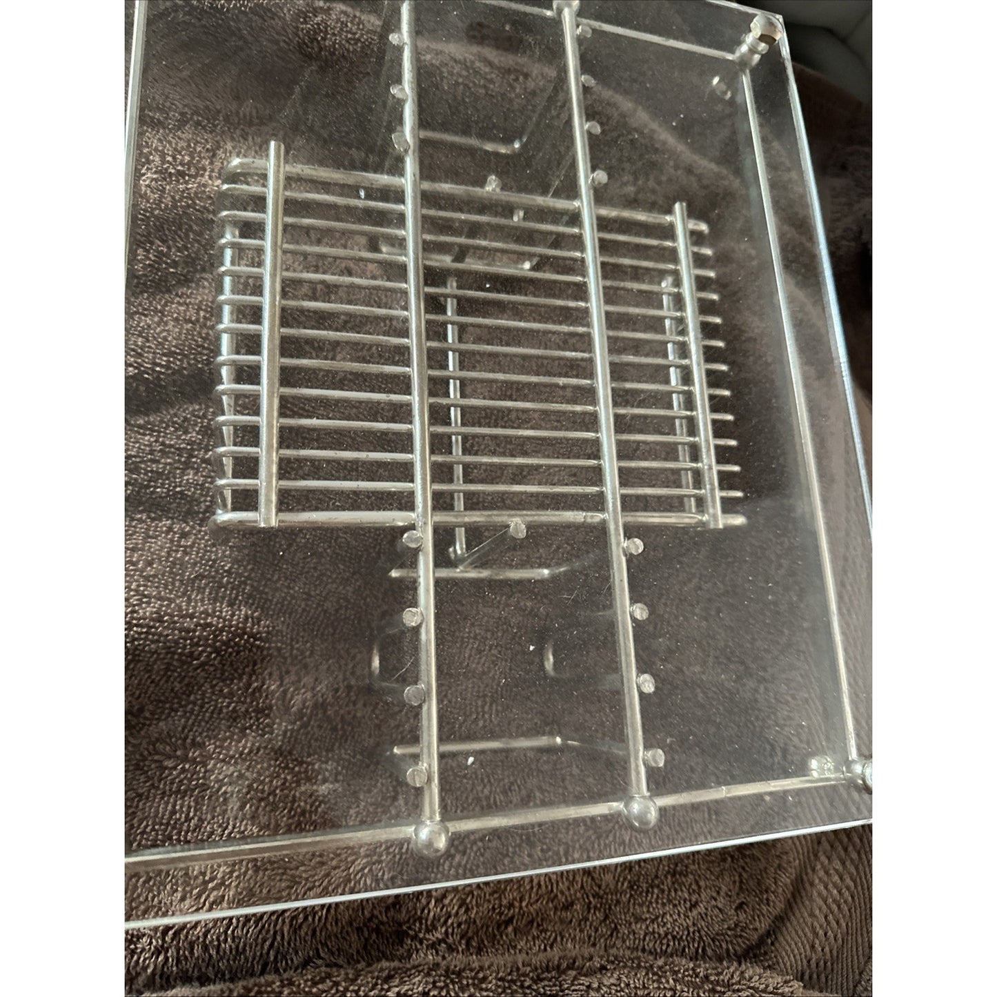 1960s Charles Hollis Jones Multi-Use Tray Organizer Polished Nickel & Lucite MCM
