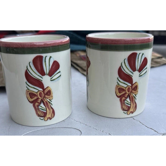 2 Christopher Radko Christmas Mug Nutcracker Snowman Candy Cane