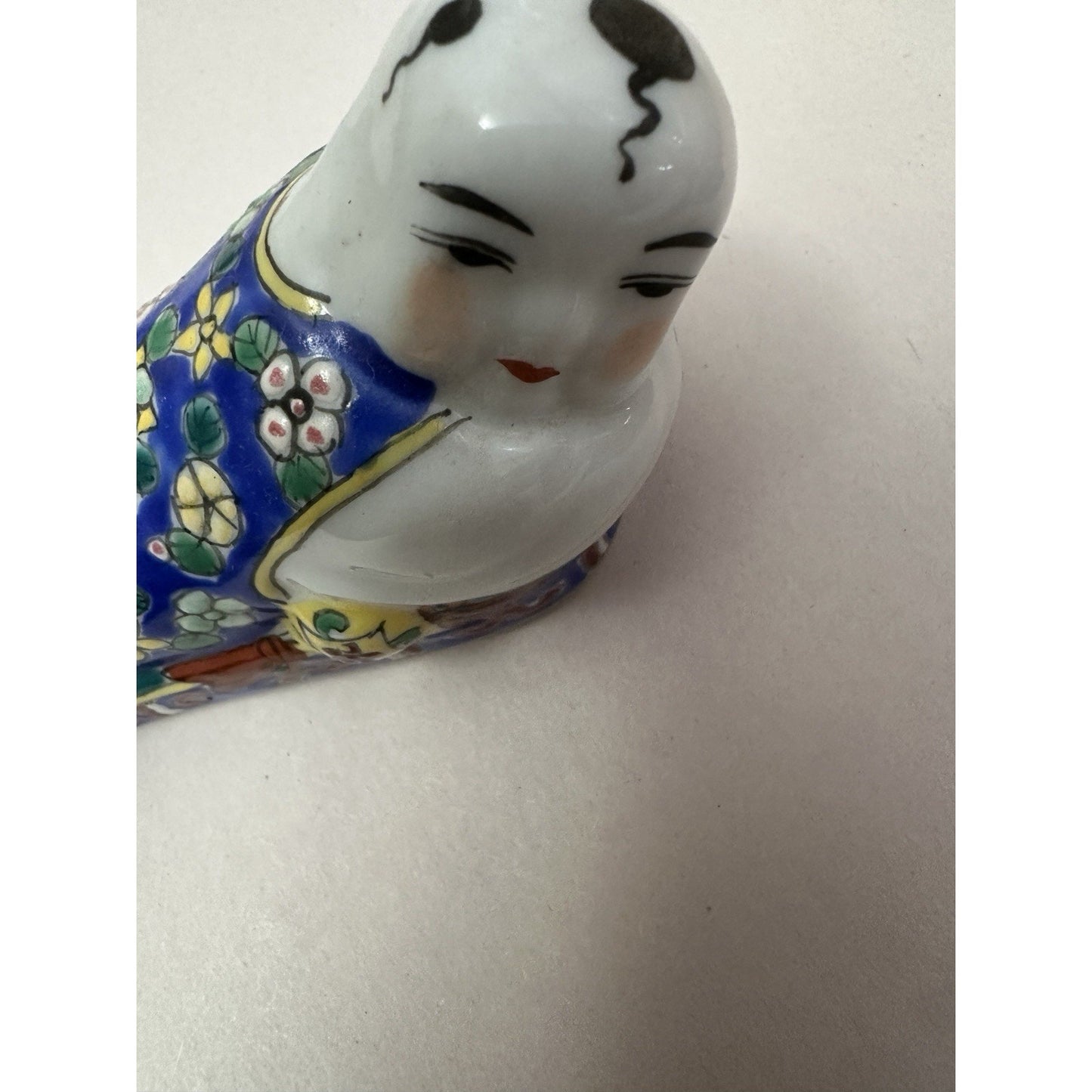 Vintage Chinese Export Porcelain Enamel Laying Child On Opium Pillow Figurine