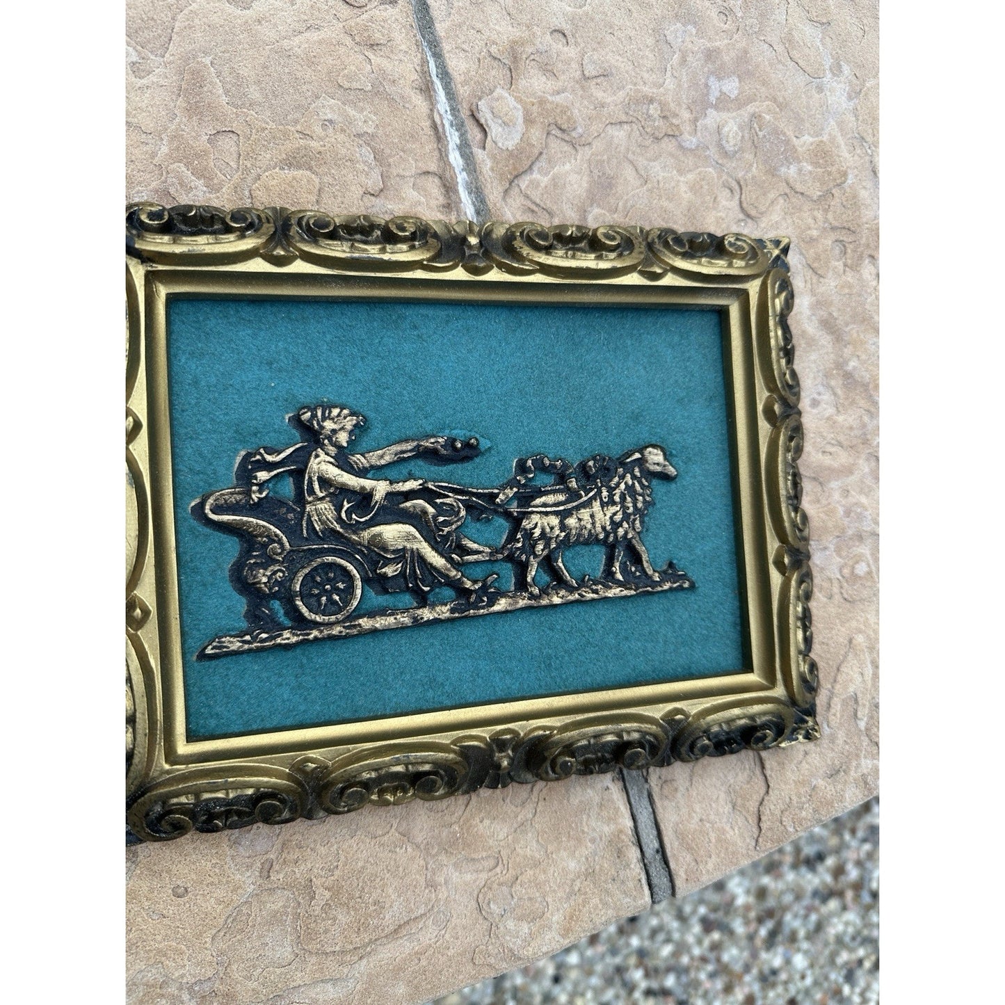 Vintage Clifford Art Studio Inc New York Masterpieces velvet Roman plaque