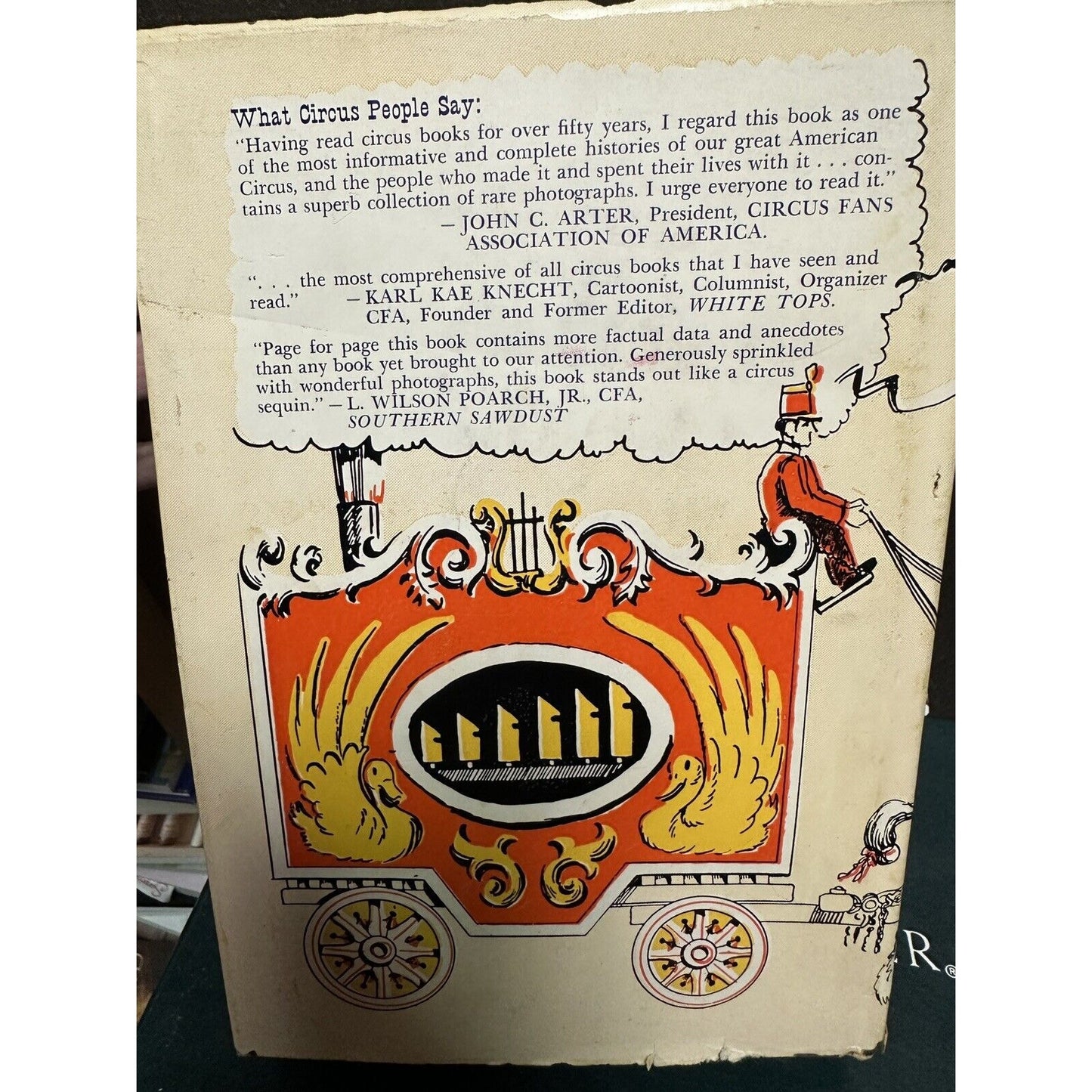 1959 Vintage Circus Book "Circus: Cinders to Sawdust" Illustrated, Dust Jacket