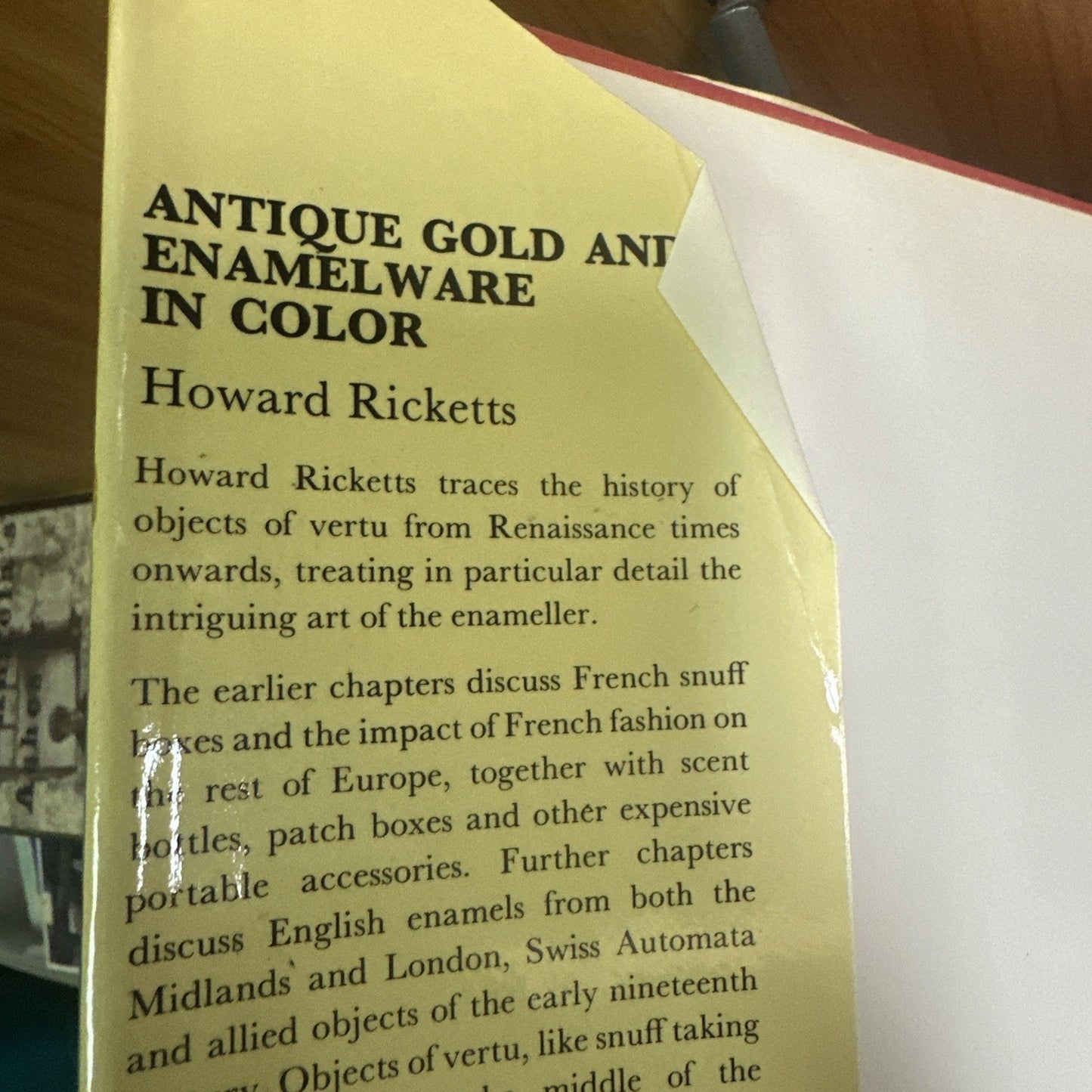 Antique Gold and Enamelware In Color 1971 by Howard Ricketts Book