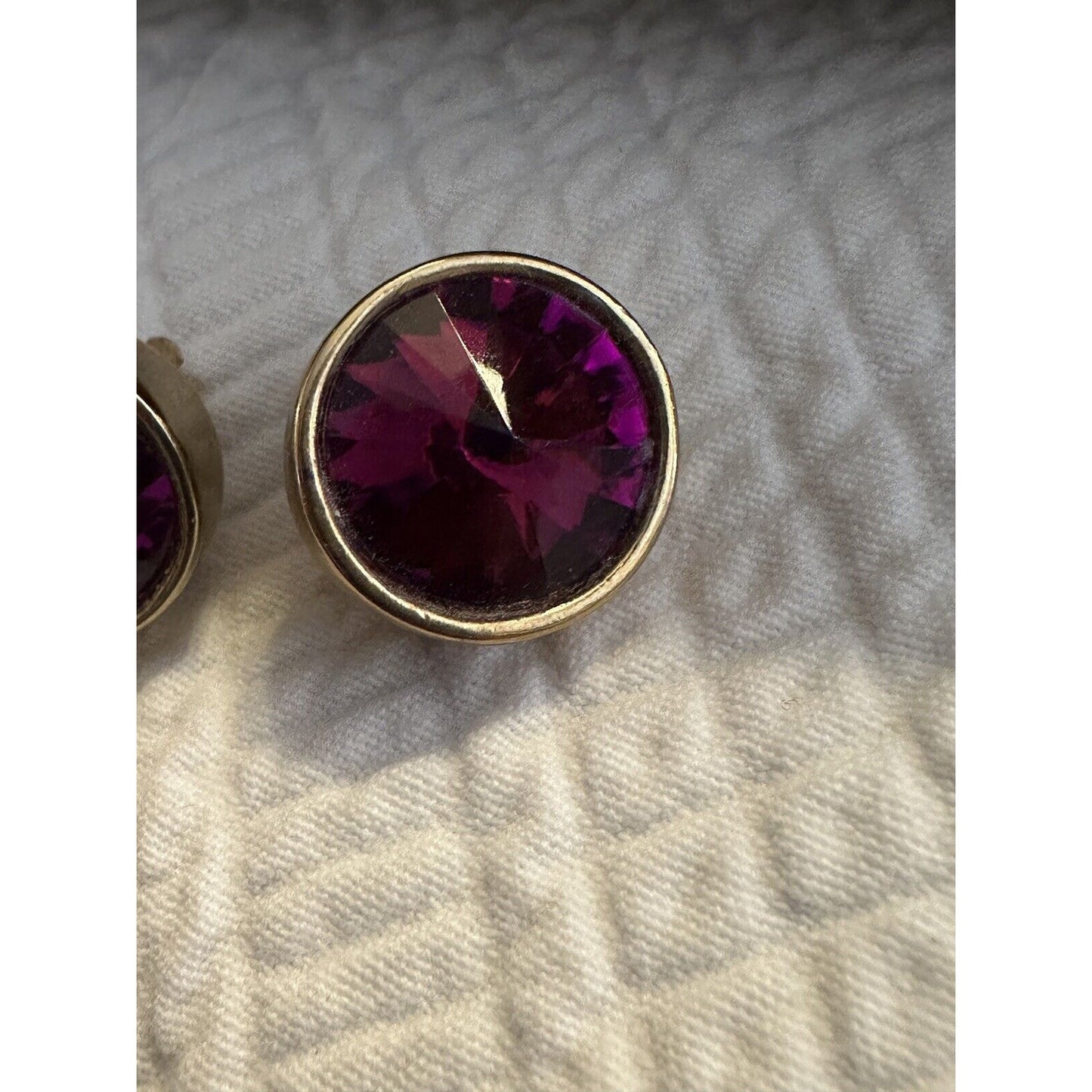 Amethyst Raspberry Colored Crystal Earrings Clip-on