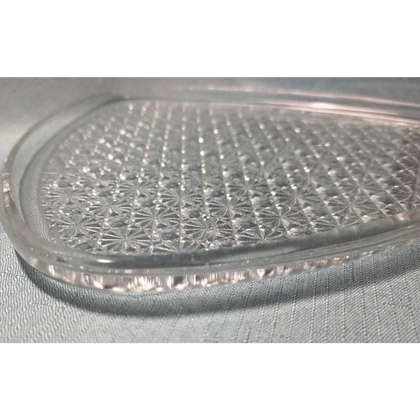 Vtg 1950s MCM Anchor Hocking Triangle Daisy & Button Glass Snack Plates 16 Plate