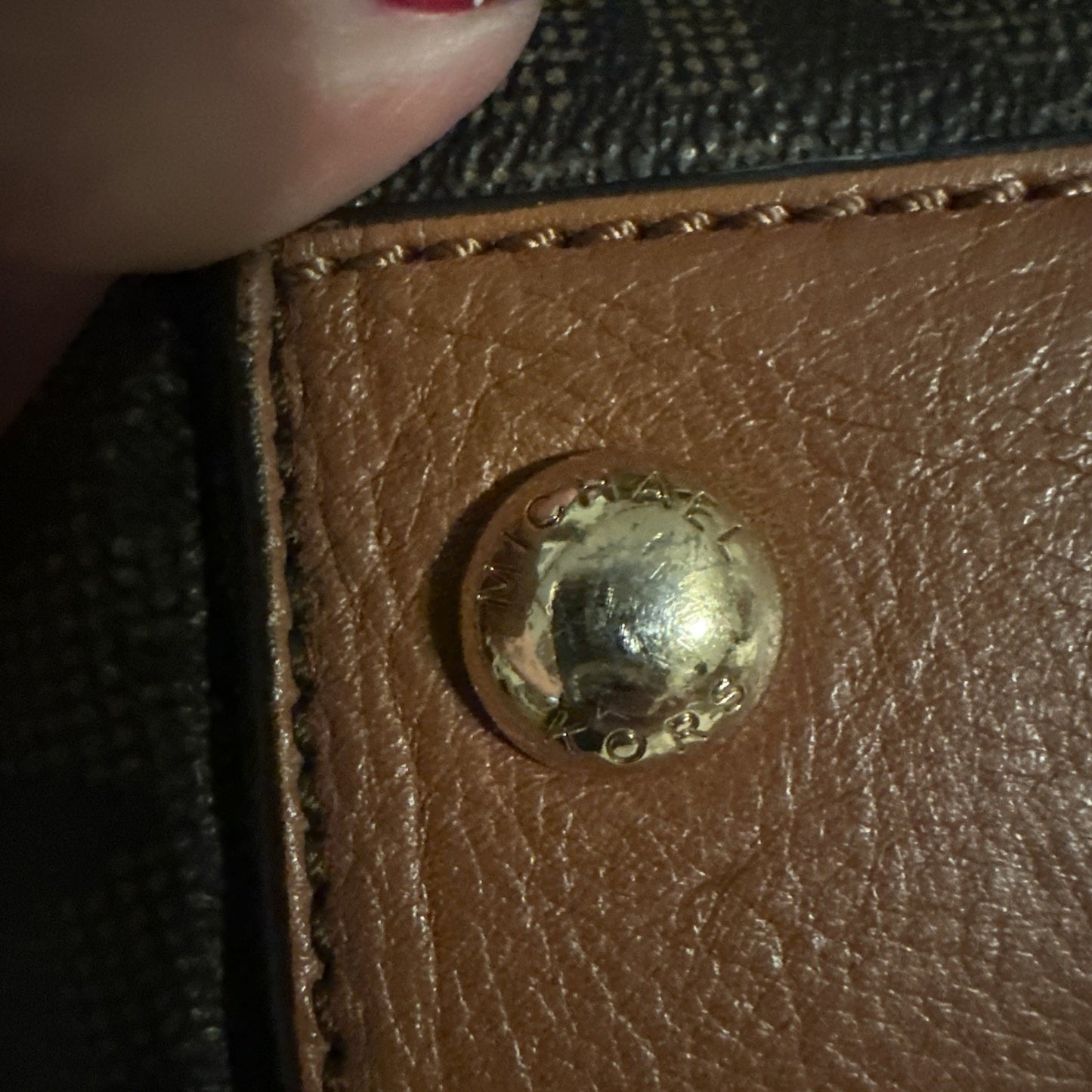 Michael Kors Brown Signature Coated Canvas and Leather Hamilton North South Tote