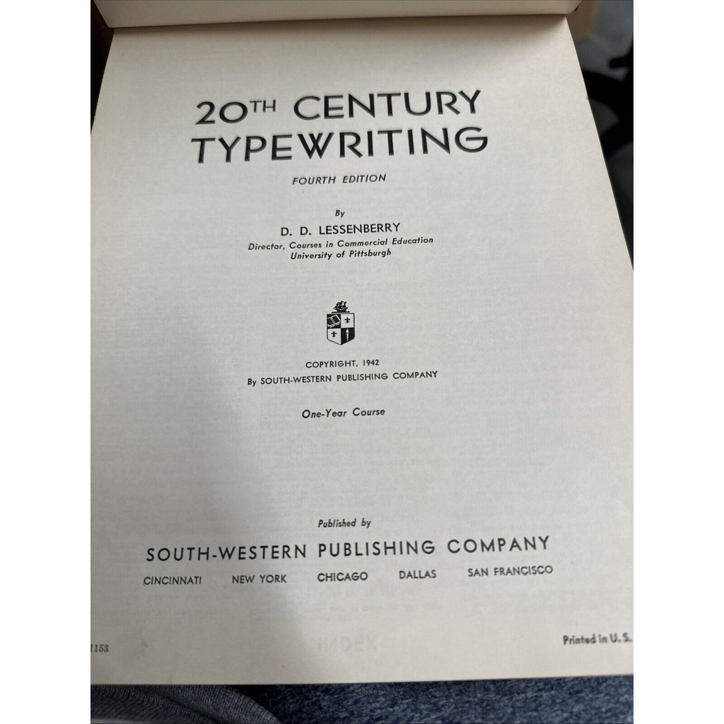 Vtg 20th CENTURY TYPEWRITING Two Year Course Fourth Edition LESSENBERRY 1942 HC