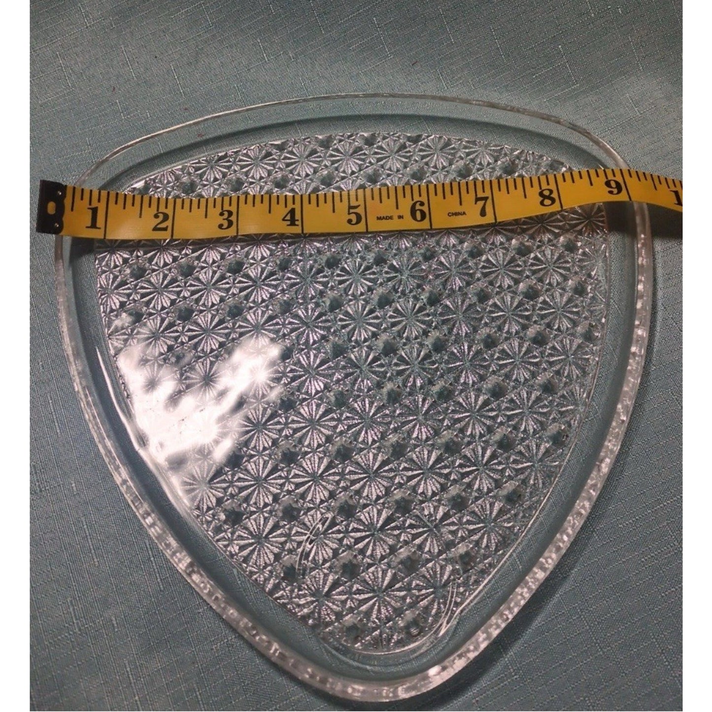 Vtg 1950s MCM Anchor Hocking Triangle Daisy & Button Glass Snack Plates 16 Plate
