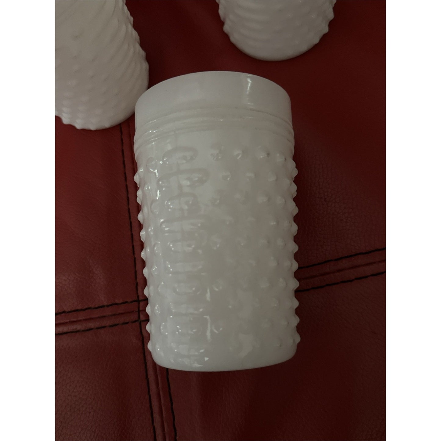 3 Beautiful Vintage Hobnail Milk Glass Cup Juice Water Drink 4.25" Tall 3" Wide