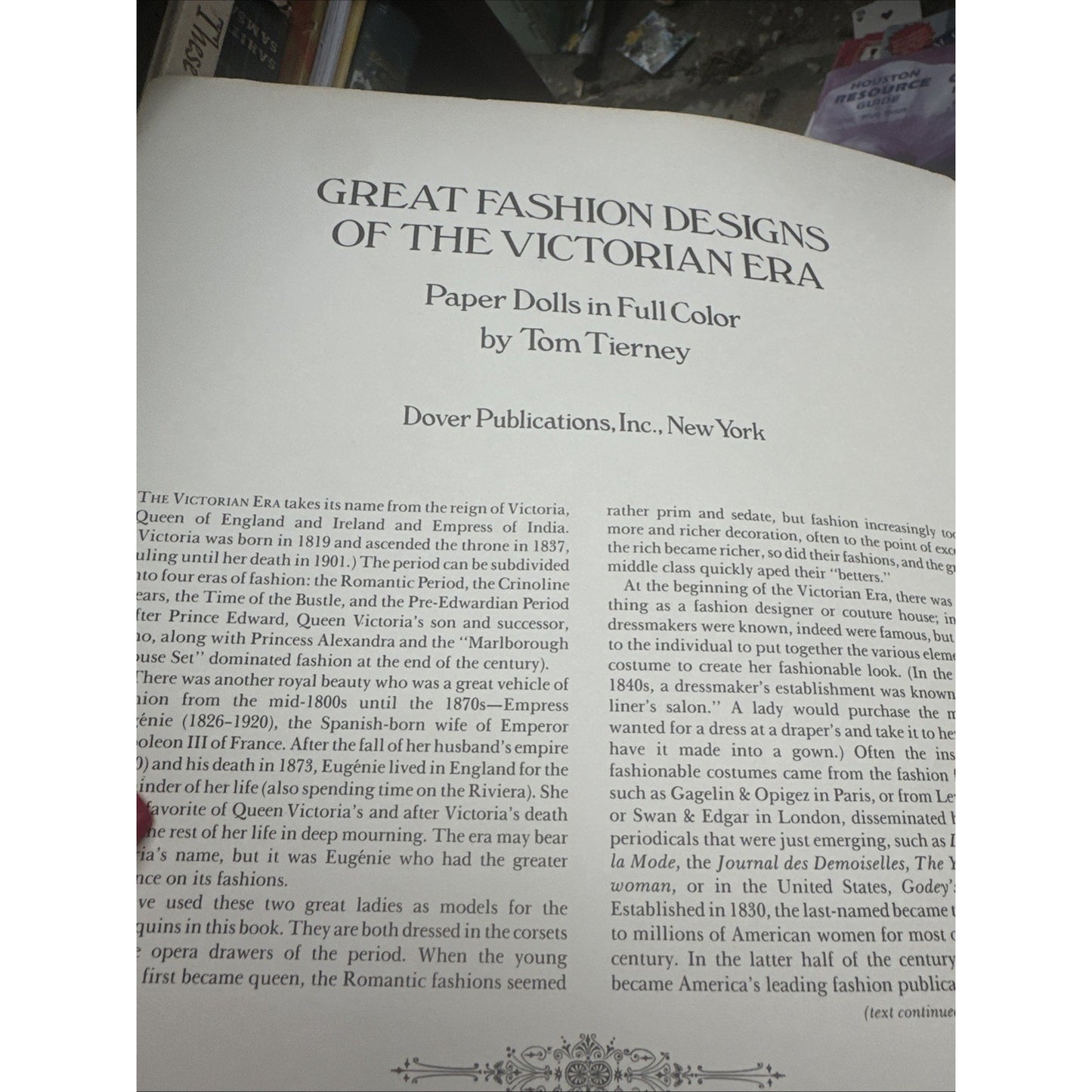 Tom Tierney' Great Fashion Designs of the Victorian Era Paper Dolls New 1987