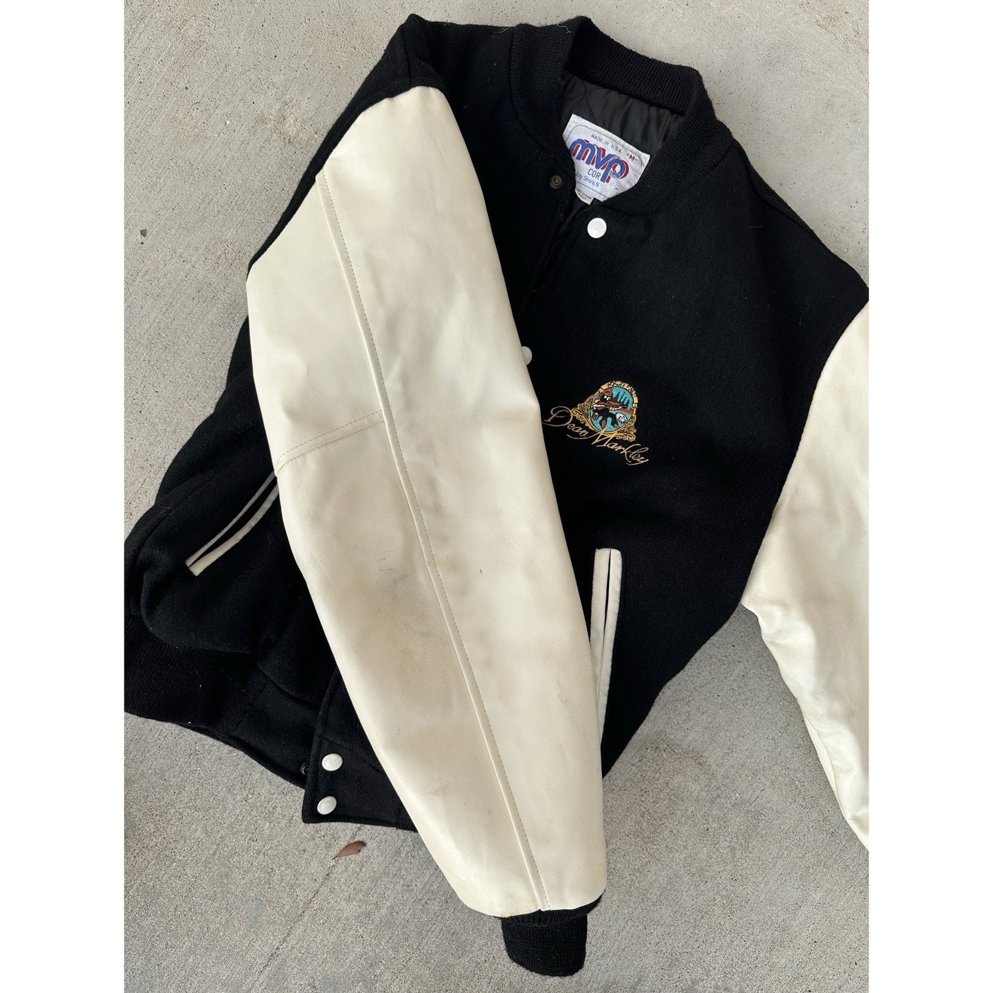 VINTAGE Dean Markley Men Varsity Jacket Medium Varsity MVP Quilted 90s USA READ