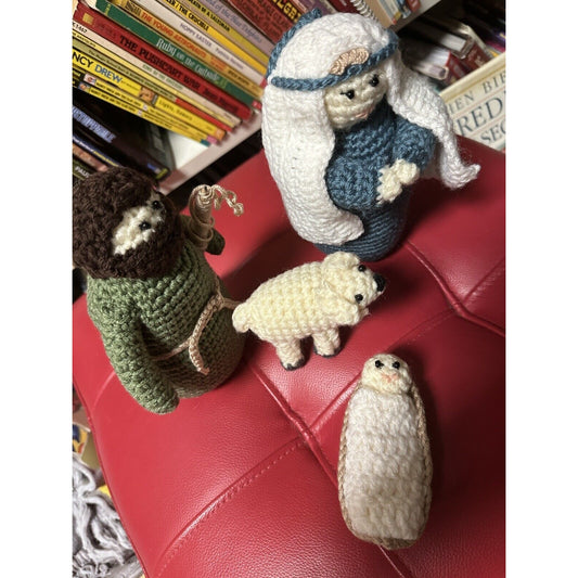 Handmaid Crocheted 4 Piece Nativity Set