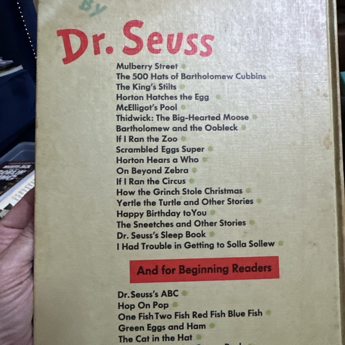 1962 Dr. Seuss's Sleep Book Hardcover Book Club Edition Vintage Dr. Seuss