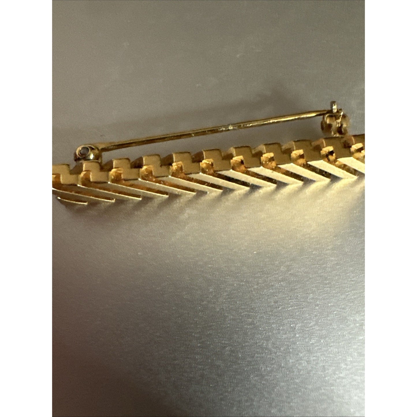 Vintage Signed Trifari Gold Tone Bar Brooch Pin