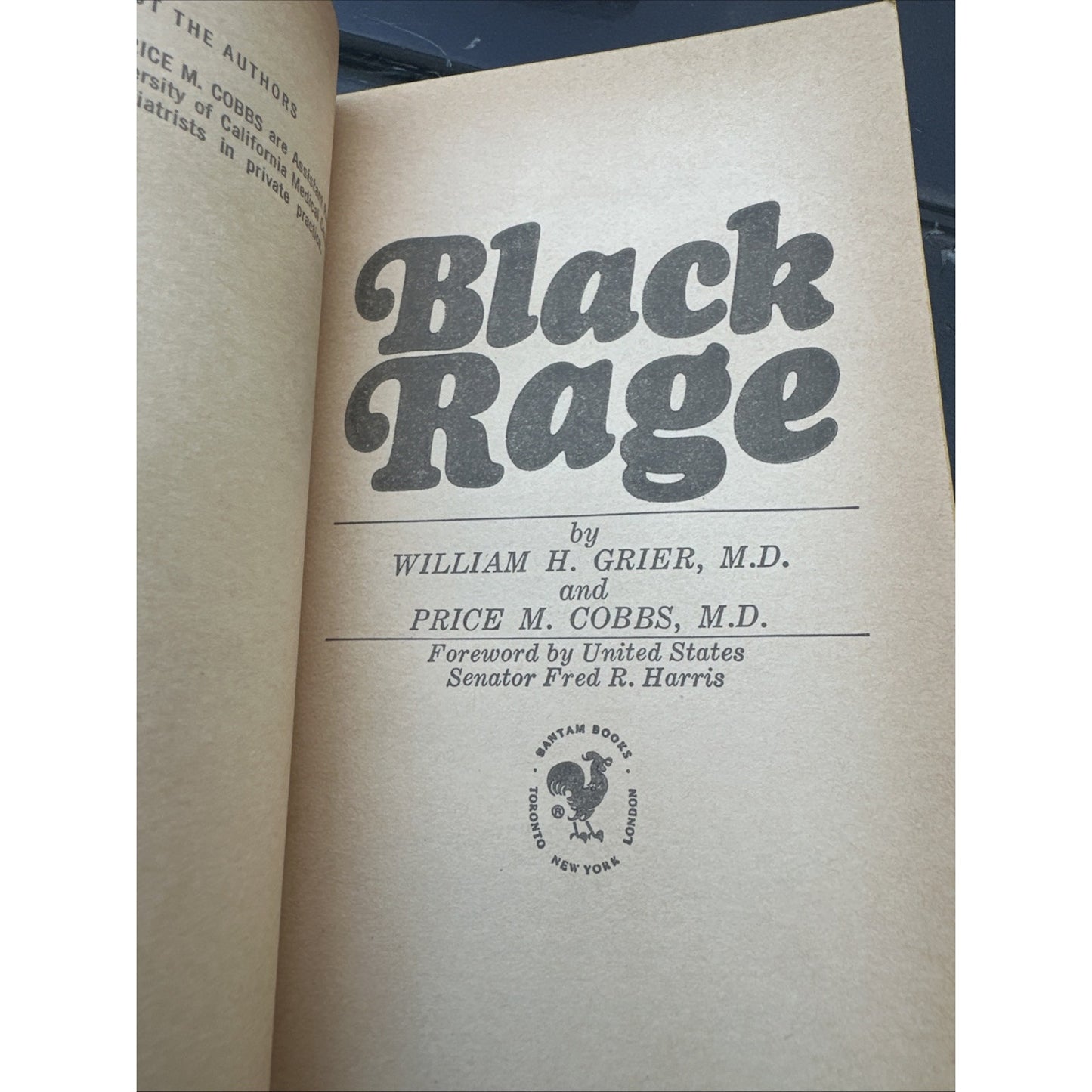Black Rage William H Grier & Price M Cobbs VTG 70's Paperback Bantam Psychology
