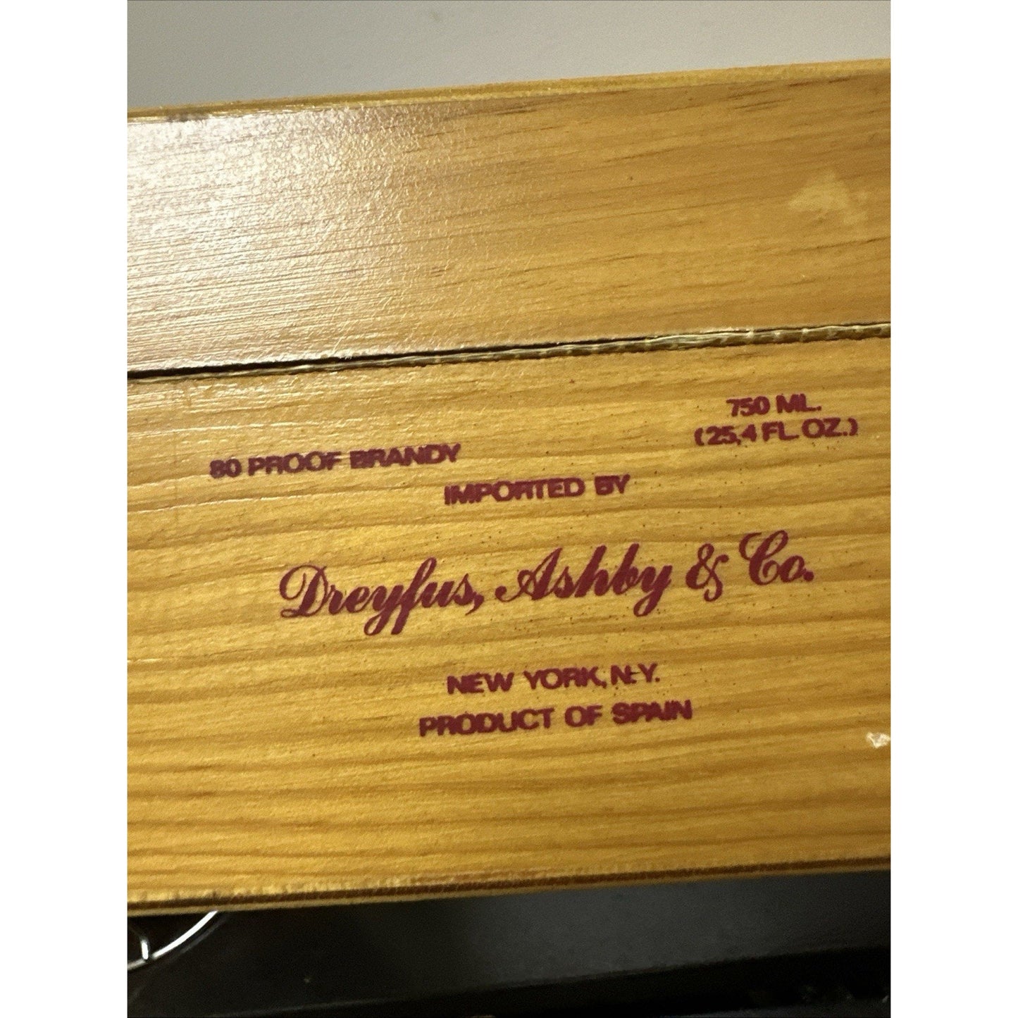 Vintage Carlos I Brandy Pedro Domecq Wood Box Bottle Holder Keepsake *Box ONLY*
