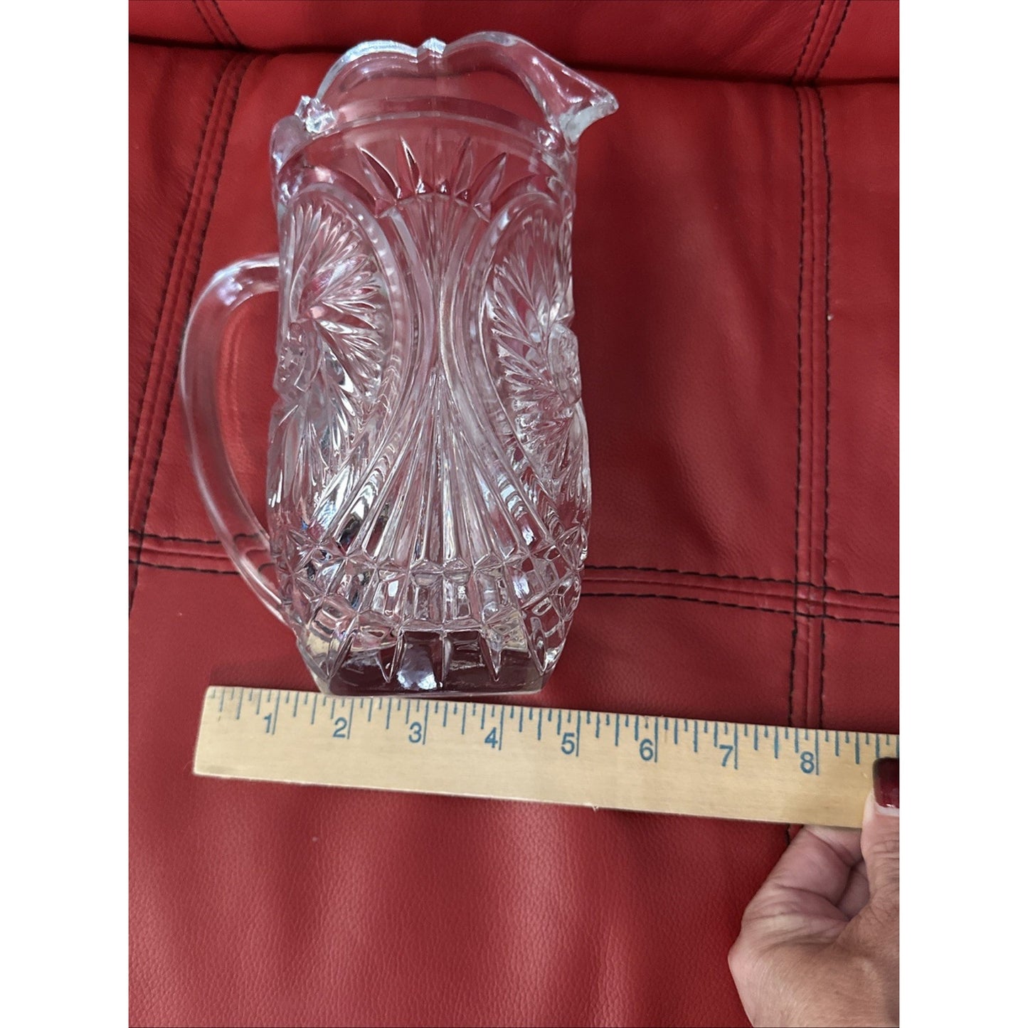 Vintage Lead Crystal Star of David Pinwheel Pitcher EUC