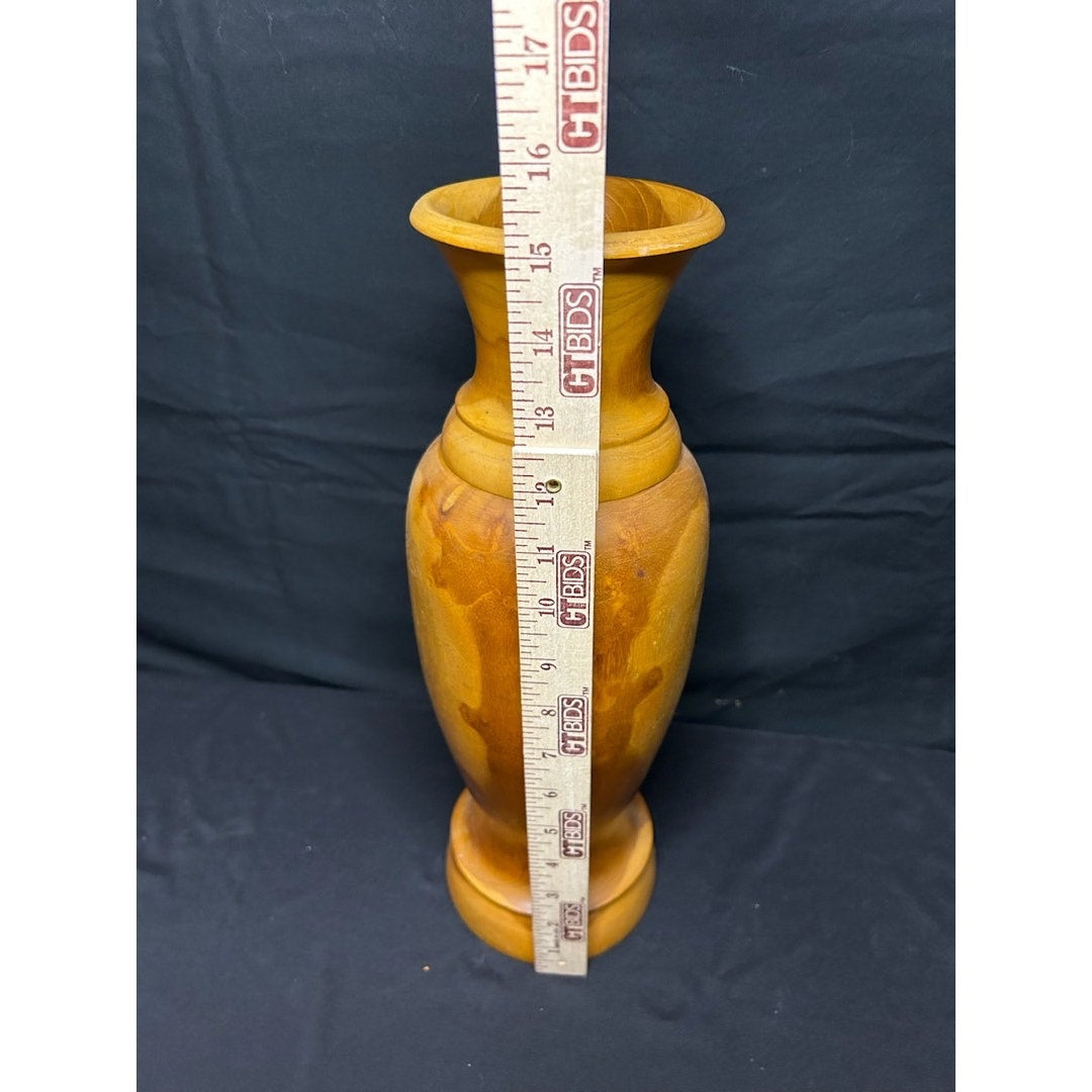 Vintage 2 part Wood vase