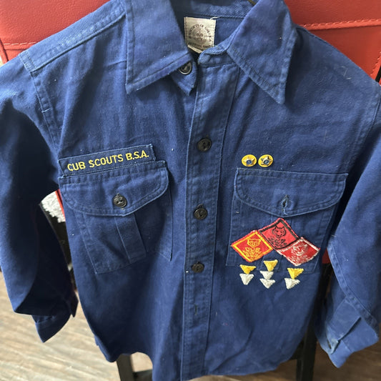Boy Scouts of America Uniform Youth Small (?) Vintage Long Sleeve Blue CubShirt