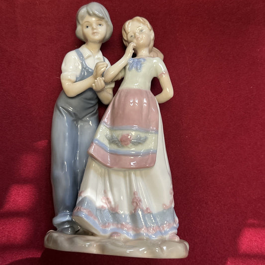 Porcelain Figurine Romantic Couple Gloss Finish 8” Pastels