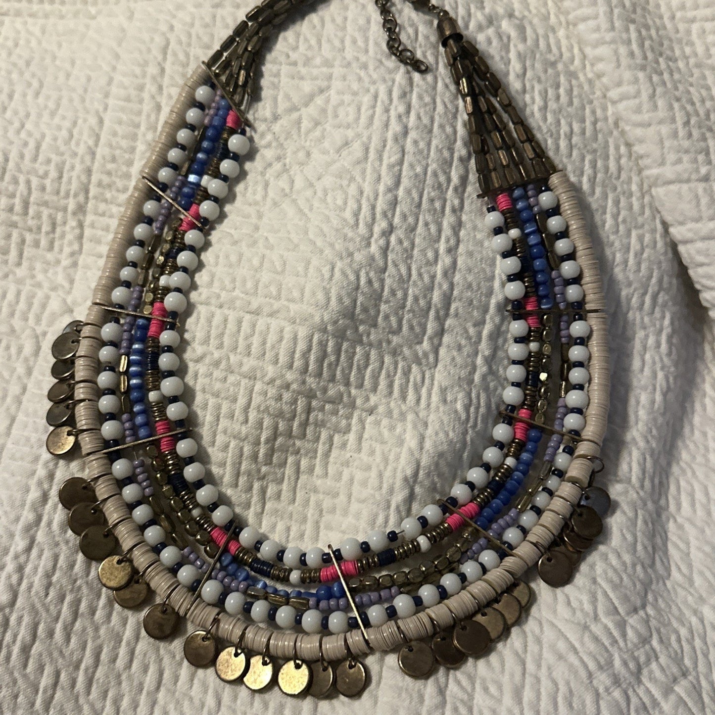 Gold bib statement necklace Chunky Costume Jewelry 10”