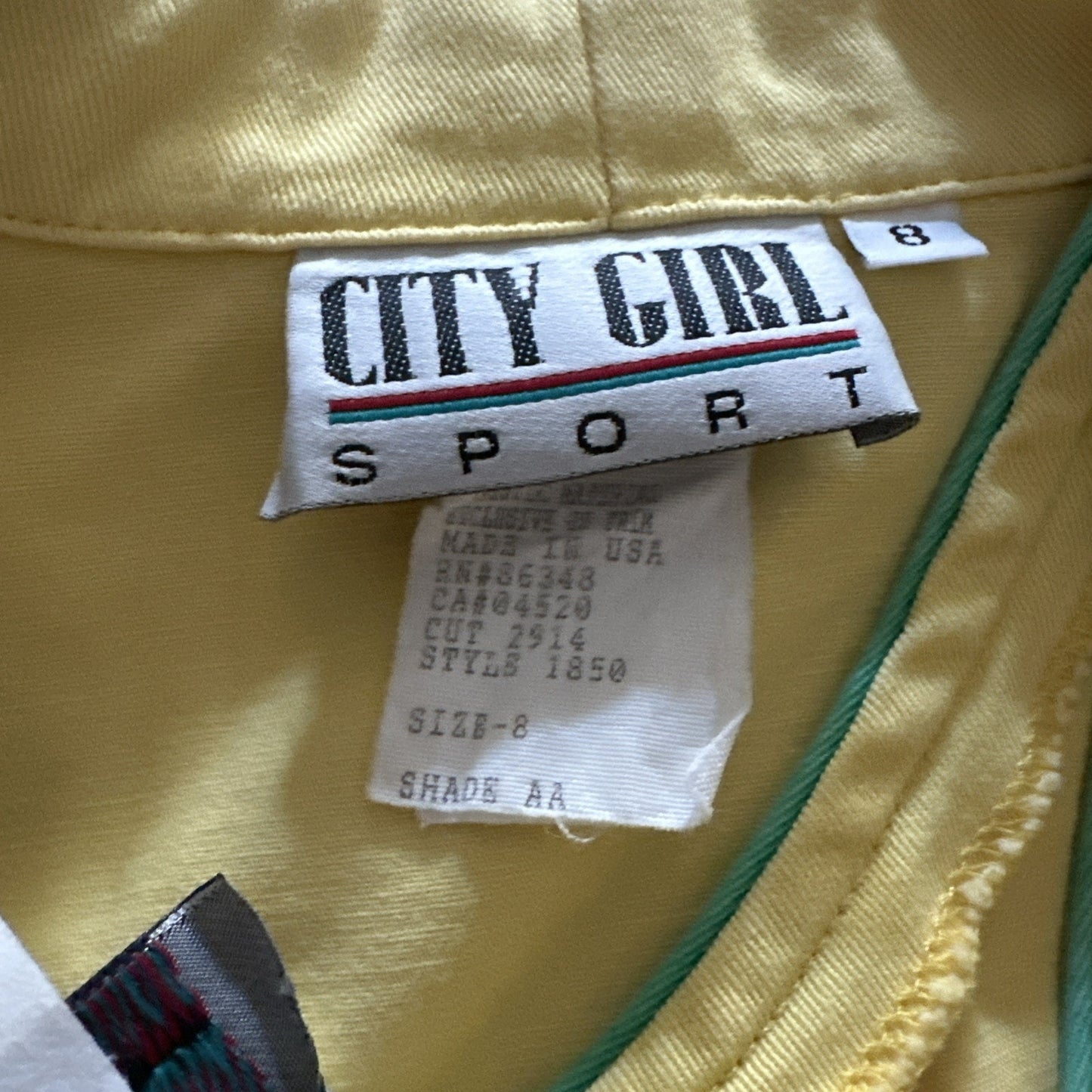 Vintage 3 Piece 80s City Girl Sport Yellow Embroidered Jacket, Skirt, Top Sz 8