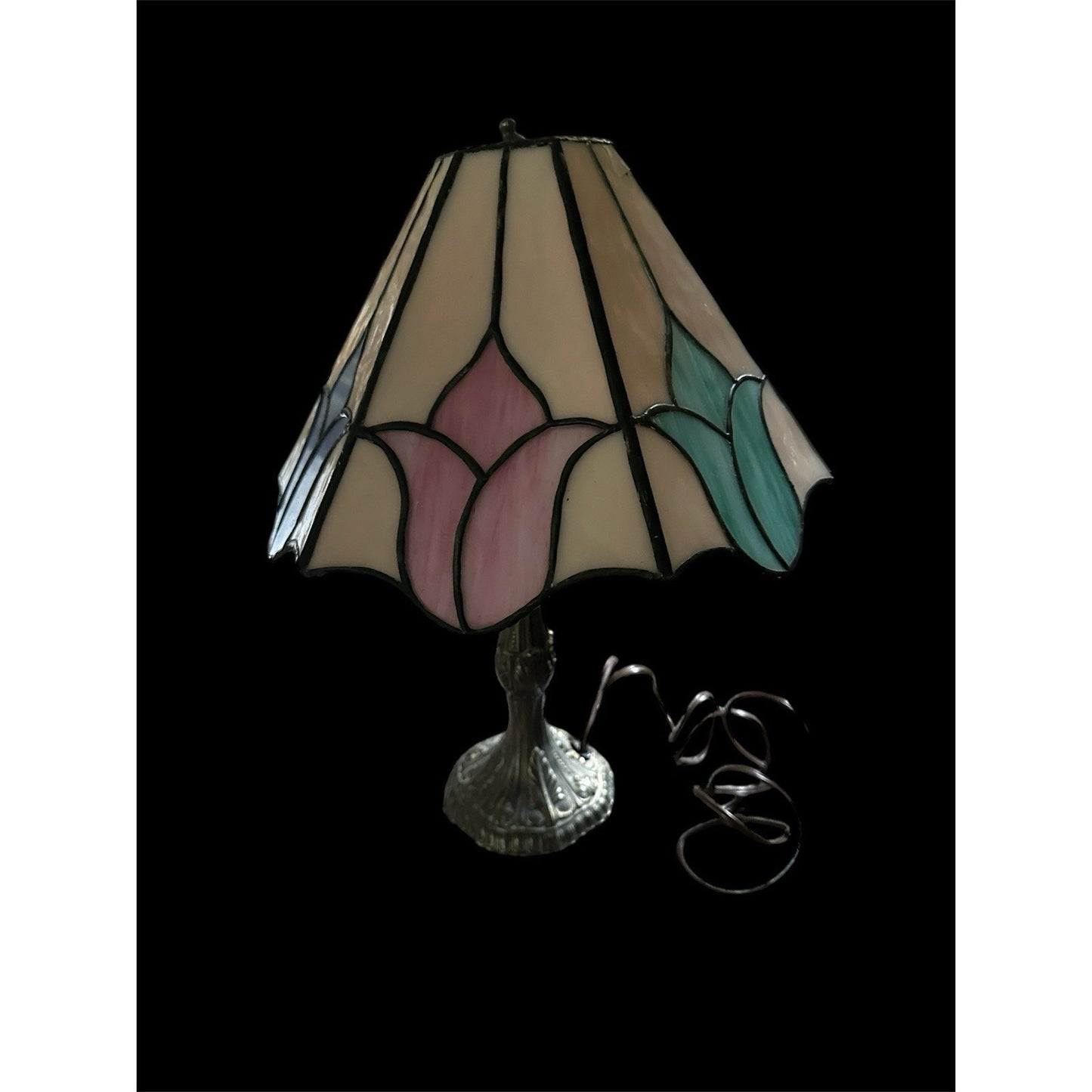 Vintage Tulip Heyco 31194 Glass Single Light Ascent Table Lamp Tiffany Style