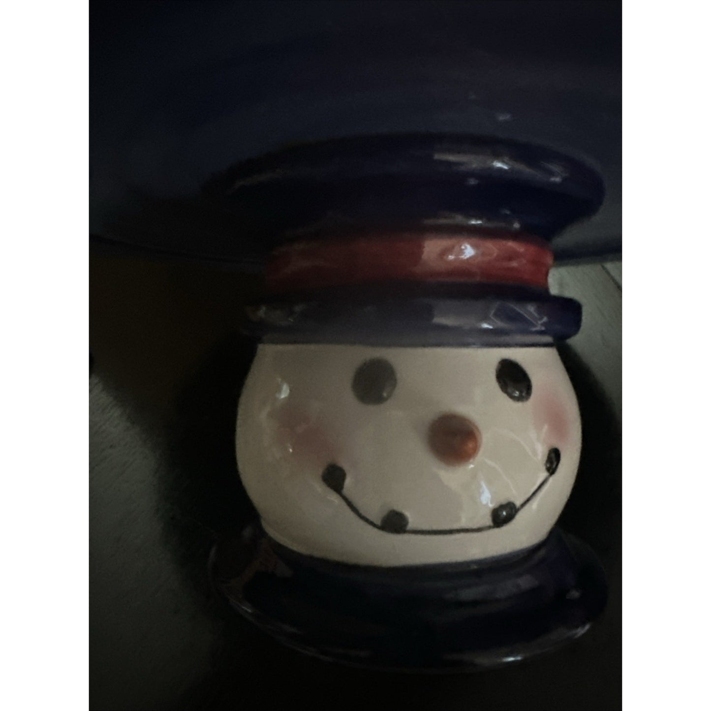 Ceramic SnowMan Cake Plate And Server- Table Tops Unlimited - Hand Painted NIB