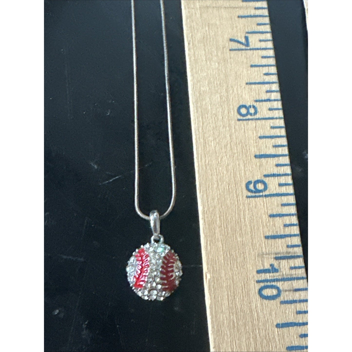 Stunning Sterling Silver 925 Necklace With Cz Softball Pendant Necklace