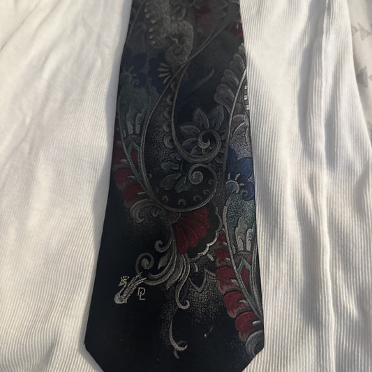 Vintage Don Loper Beverly Hills Silk Blend Neck Tie 57" Gray Paisley Pattern USA