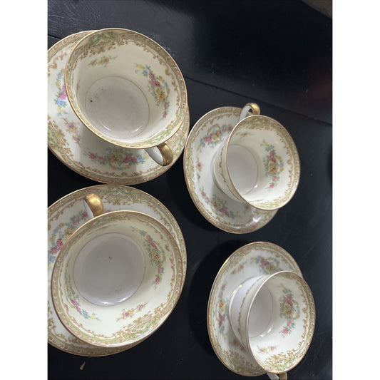 Noritake N128 Cup & Saucer 453402 4 Cups 5 Saucers