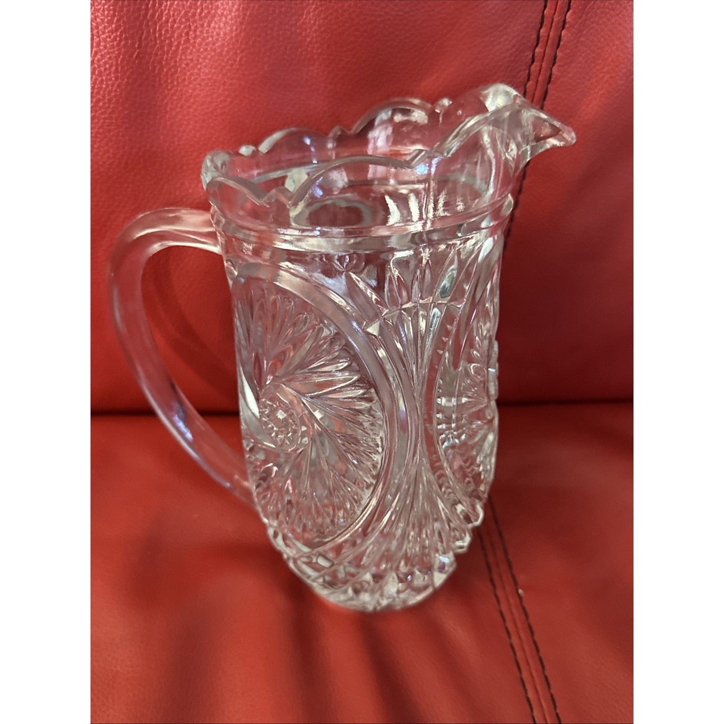 Vintage Lead Crystal Star of David Pinwheel Pitcher EUC