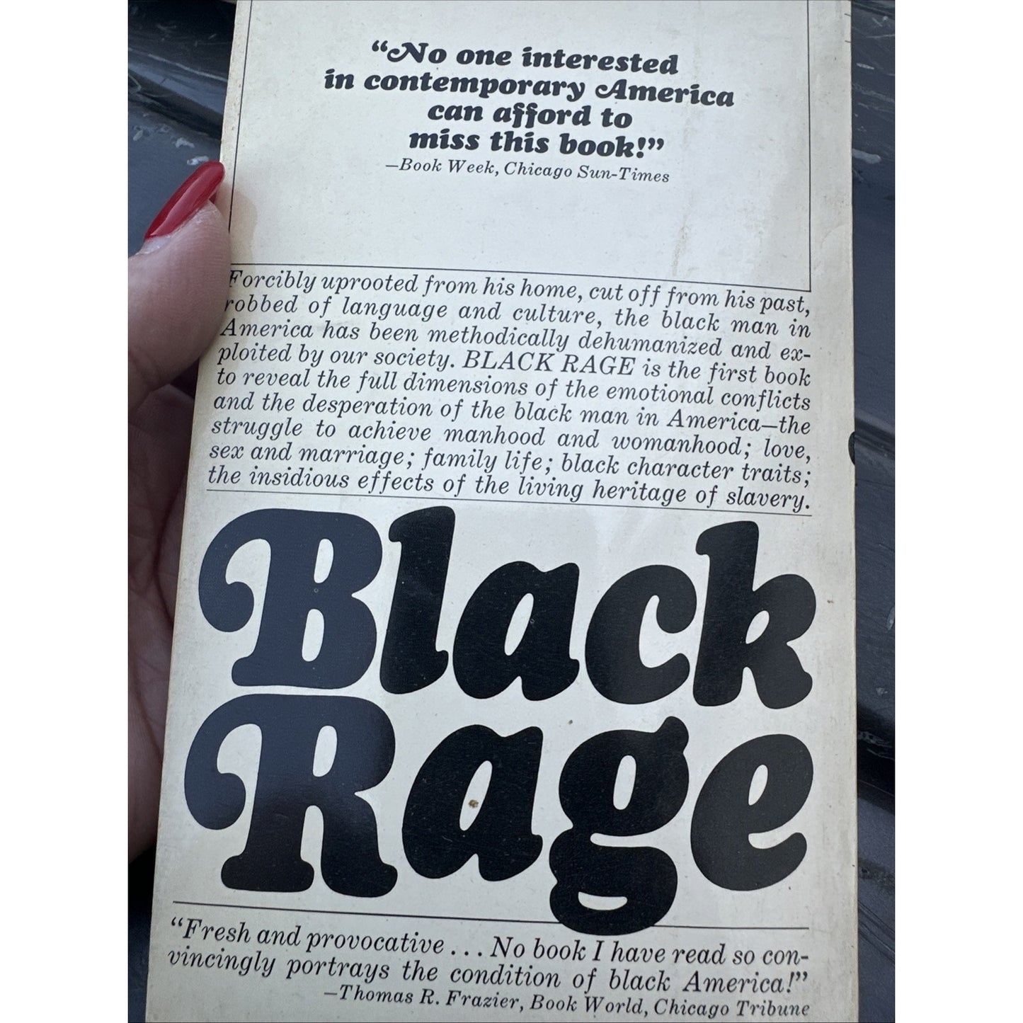 Black Rage William H Grier & Price M Cobbs VTG 70's Paperback Bantam Psychology