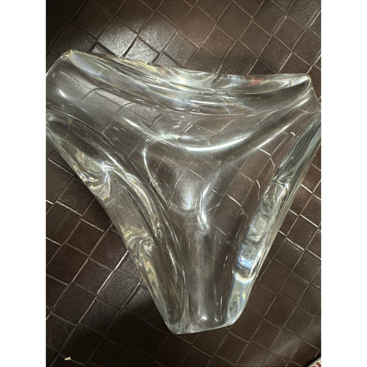 Baccarat France Crystal Tricorne MCM Modernist Cigar Triangular Ashtray 6.5"