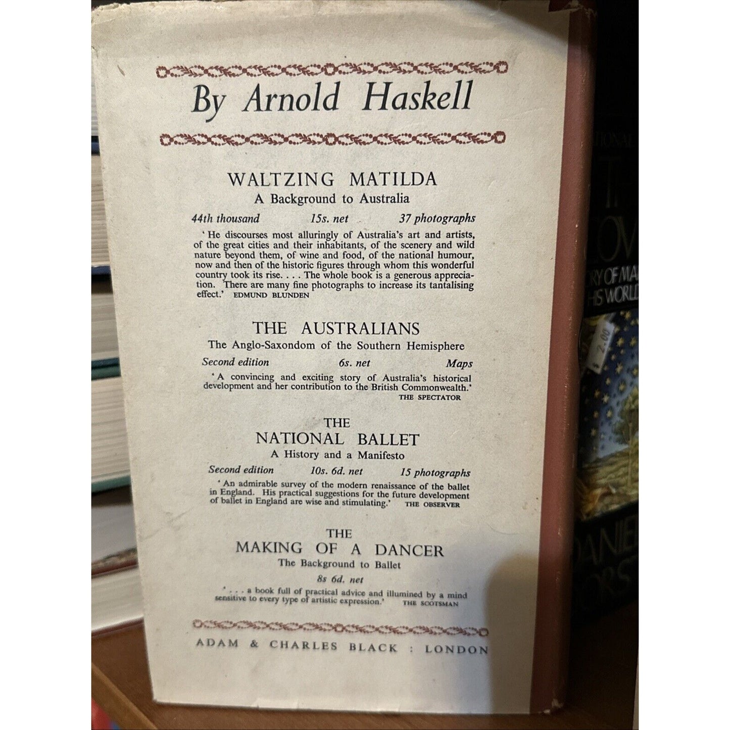 In His True Centre An Interim Autobiography by Arnold L Haskell 1st VG HC 1951