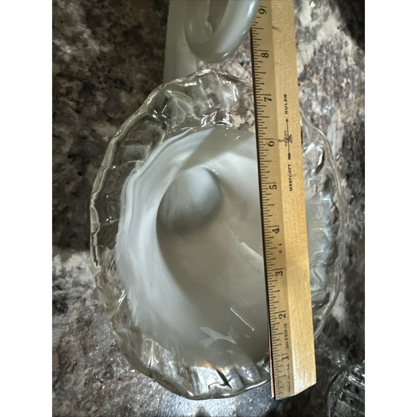 VINTAGE WHITE IRIDESCENT ART GLASS Vase Rare