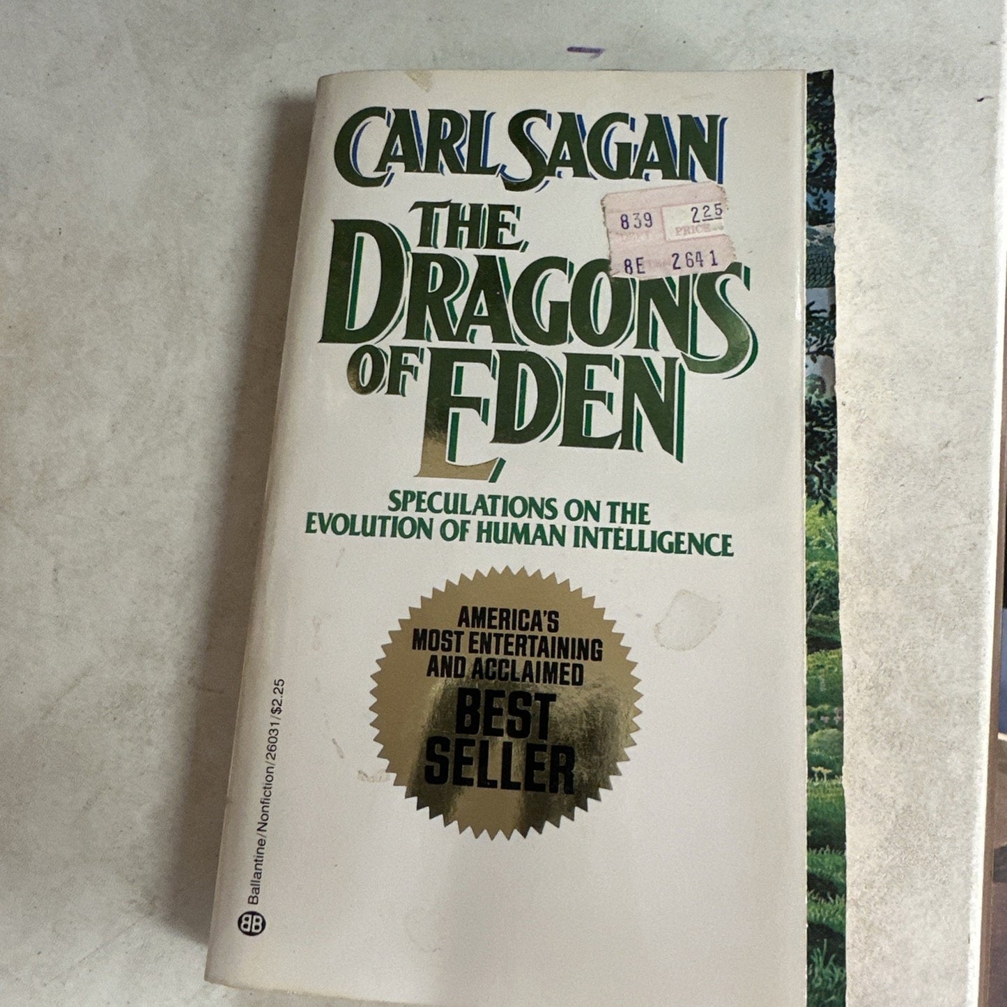 1978 THE DRAGONS OF EDEN Carl Sagan FVF 7.0 1st Ballantine Paperback / Fisherman