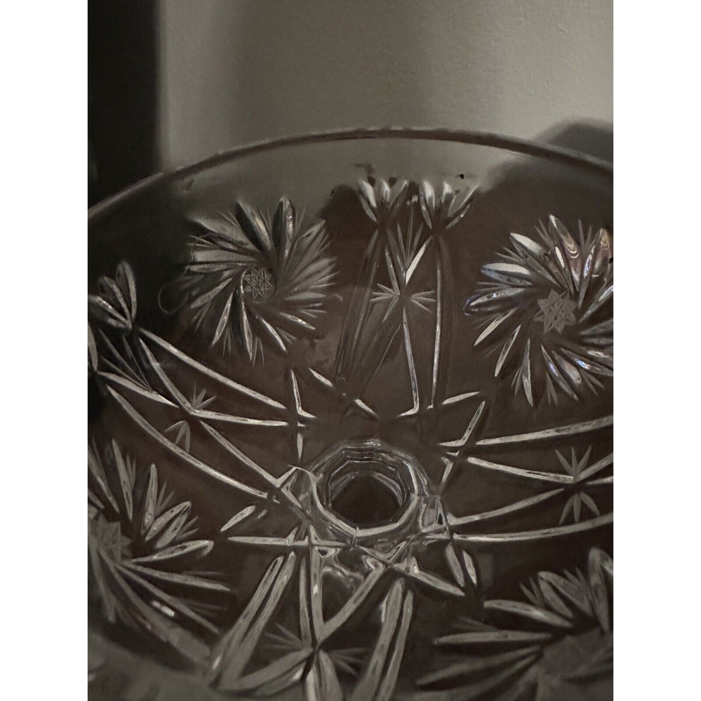 Vintage Large Cut Glass Pedestal Covered Compote Candy Dish Lidded