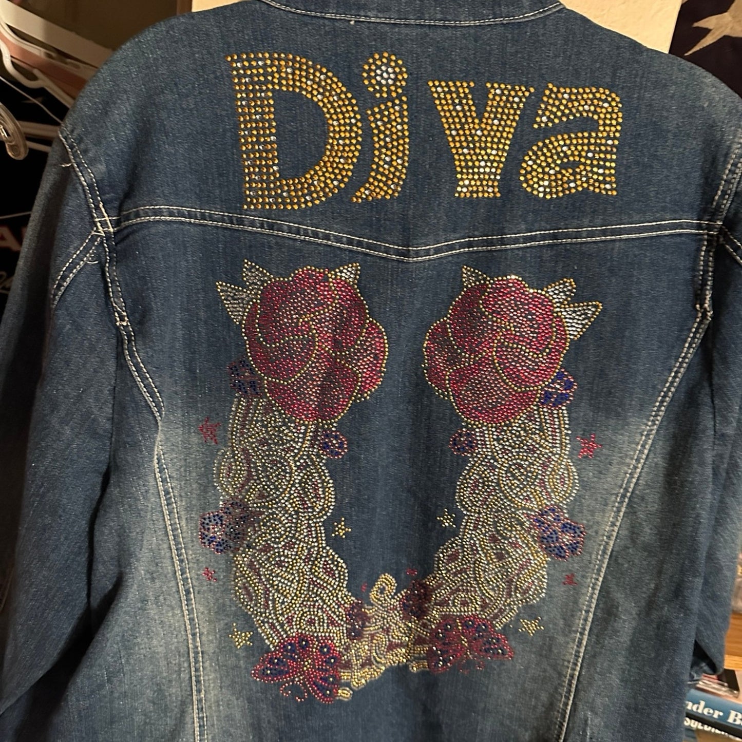 Baccini Jean Jacket rhinestones DIVA roses