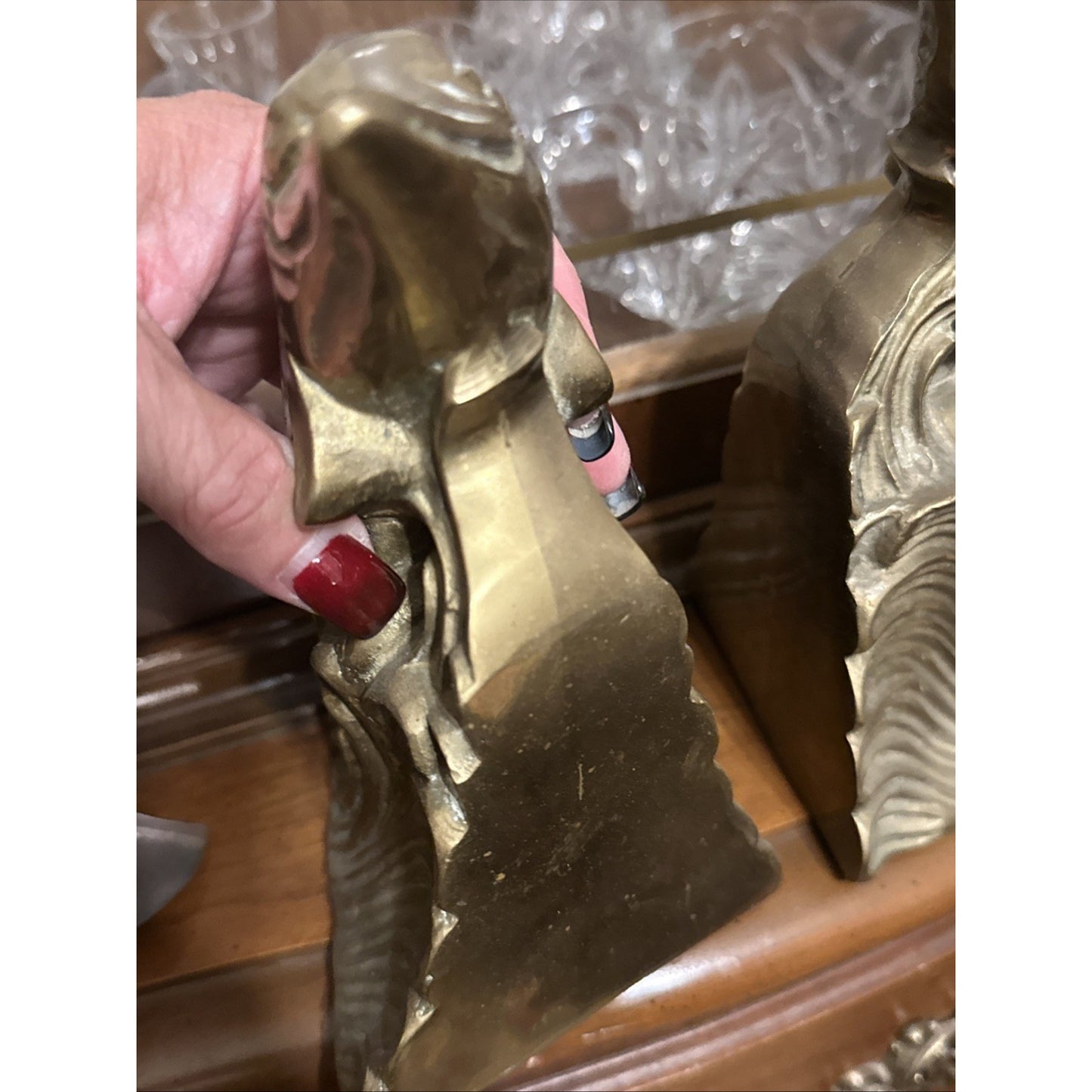 Vintage 70s Brass Dolphin on Wave Bookends Doorstop Beachy Coastal Nautical Sea