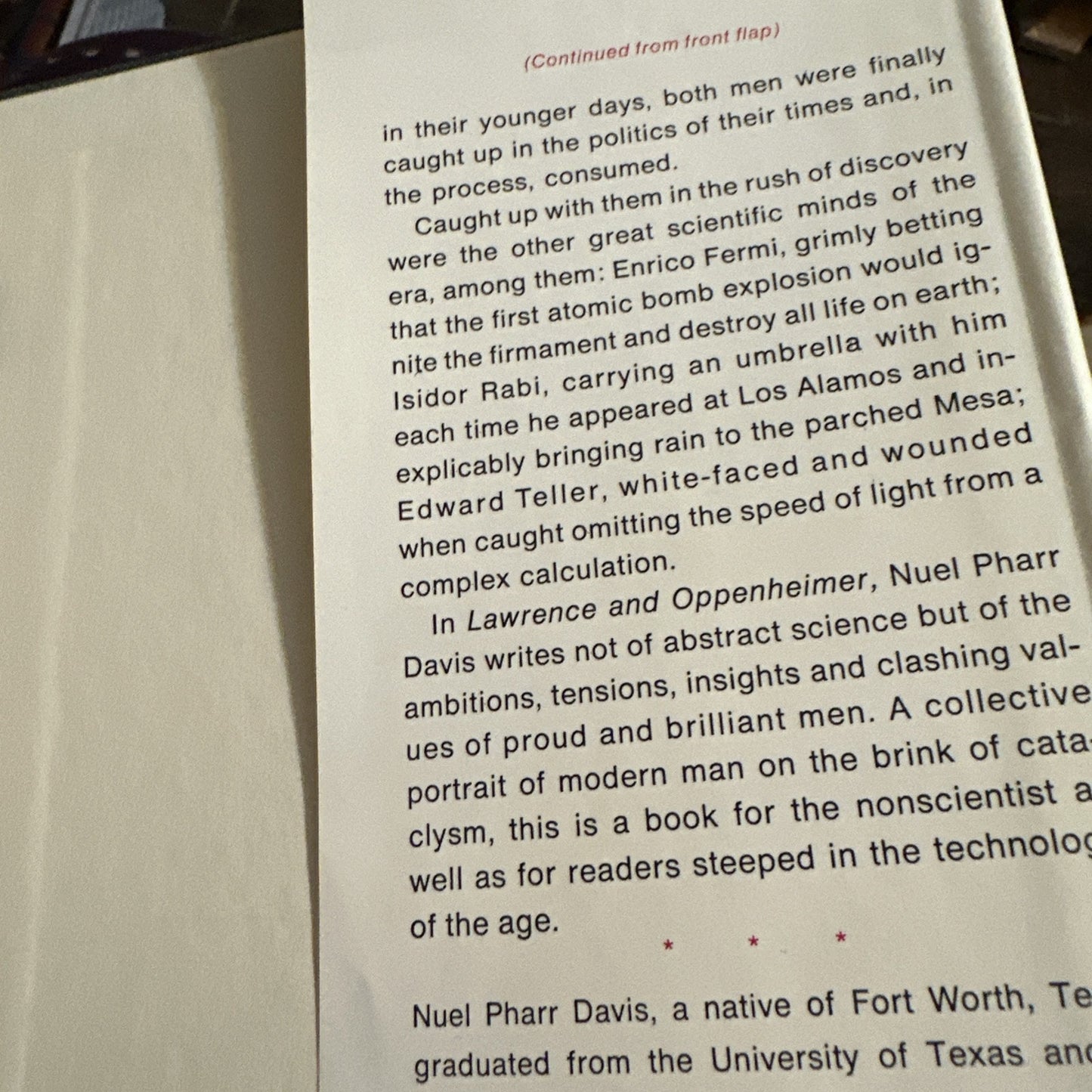 Lawrence and Oppenheimer by Noel Pharr Davis Hardcover First edition First Print