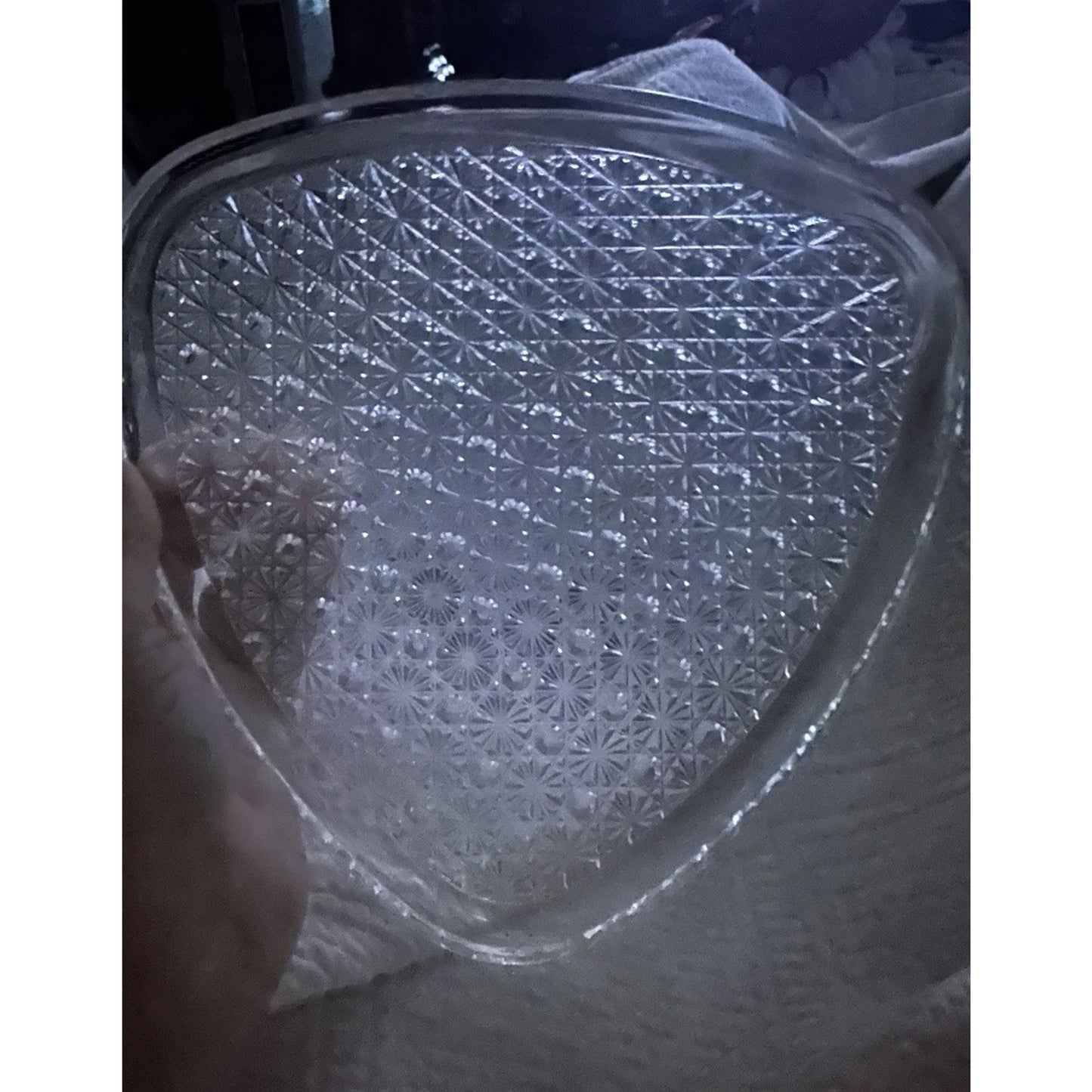 Vtg 1950s MCM Anchor Hocking Triangle Daisy & Button Glass Snack Plates 16 Plate