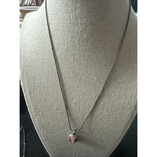 Stunning Sterling Silver 925 Necklace With Cz Softball Pendant Necklace